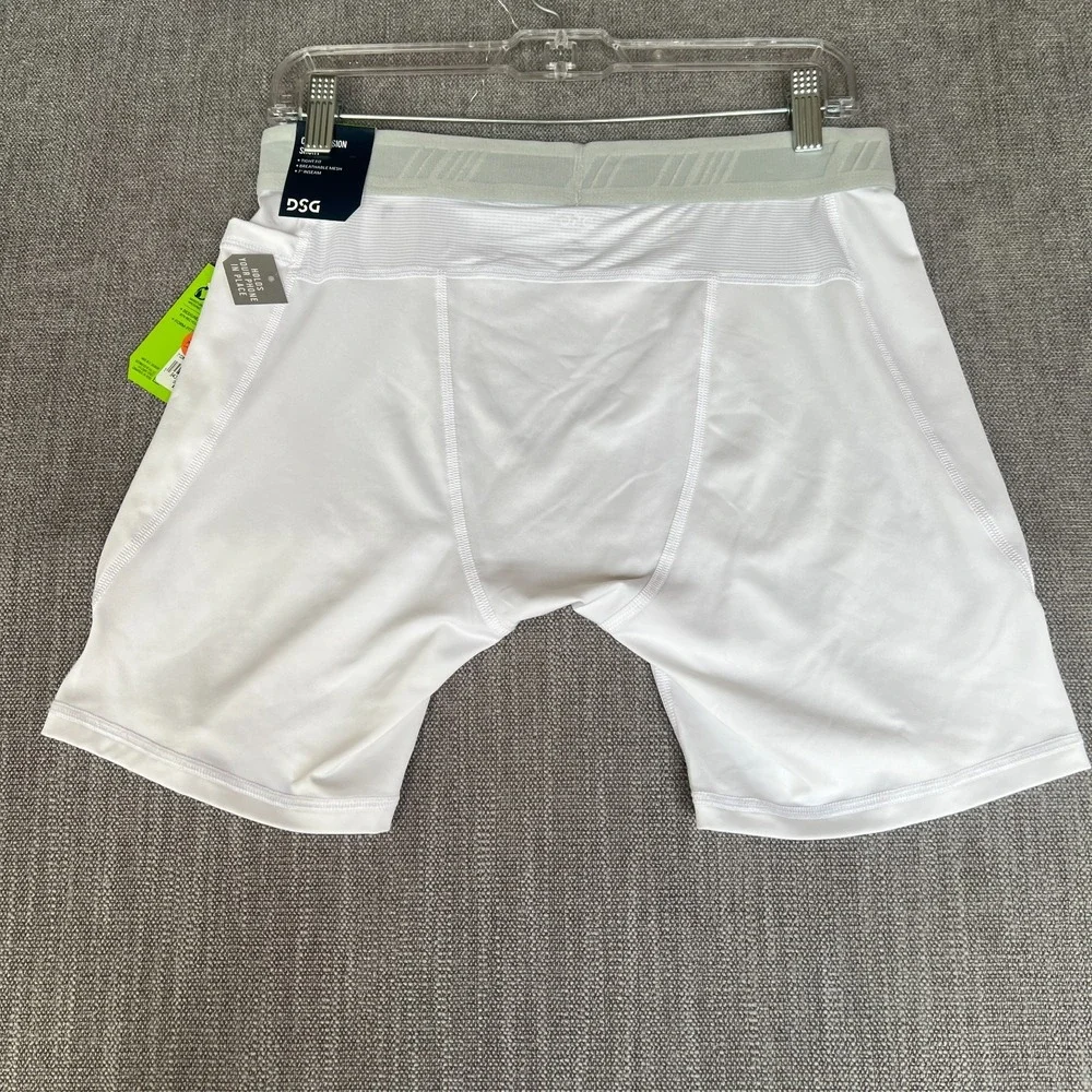 DSG Compression Shorts Mens Large White Performance Stretch Tight Fit Base Layer
